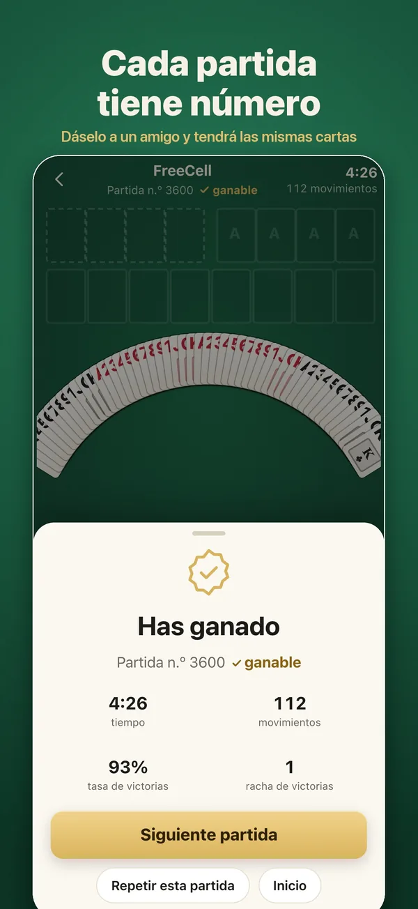 Una partida ganada con su número