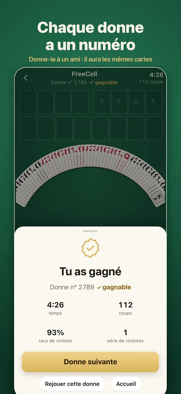 Une partie gagnée avec son numéro