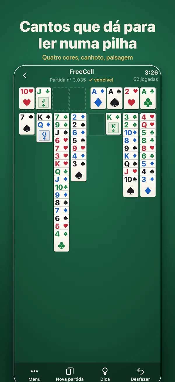 Uma partida de FreeCell
