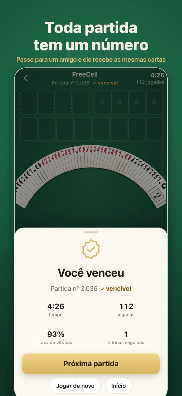 Uma partida vencida com o seu número